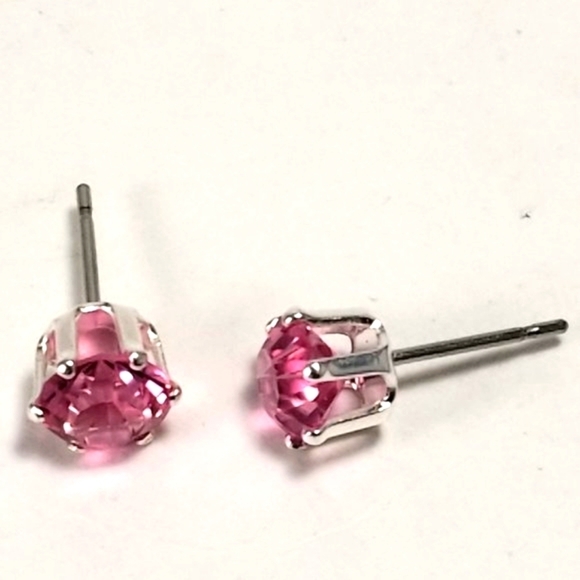 2 CTW ROSE Stud Earrings - Sterling Silver Overlay - Swarovski Crystal Element - Picture 9 of 10